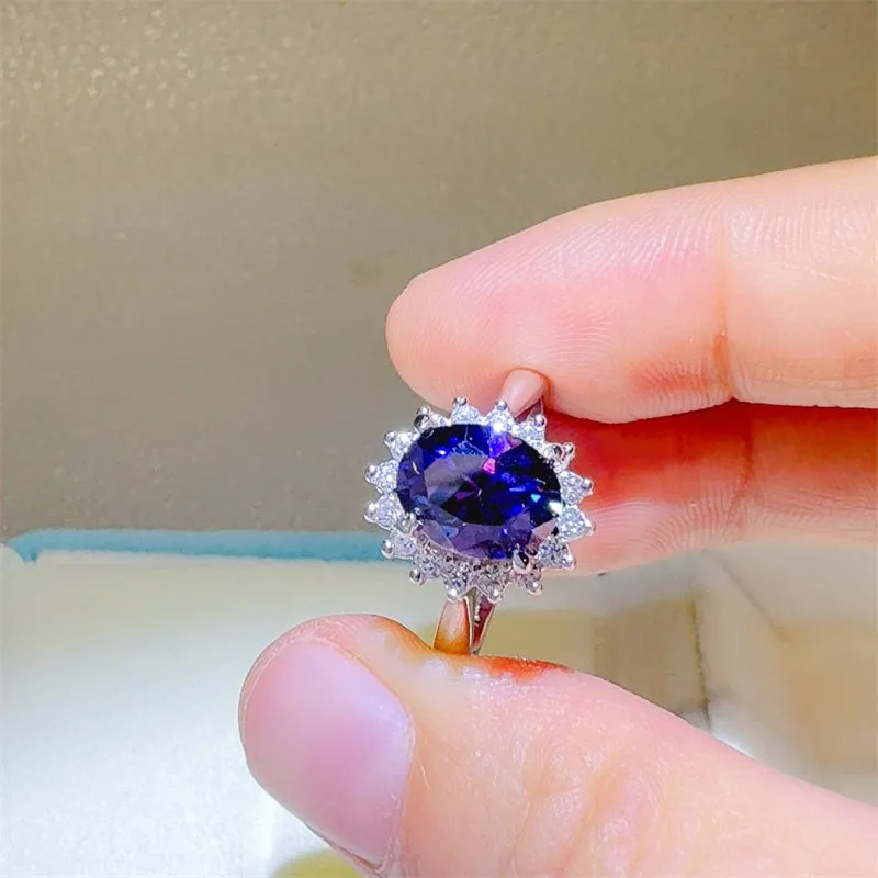 925 Sterling Silver Jewelry 2 Carat 925 Sterling Silver Oval Moissanite Ring