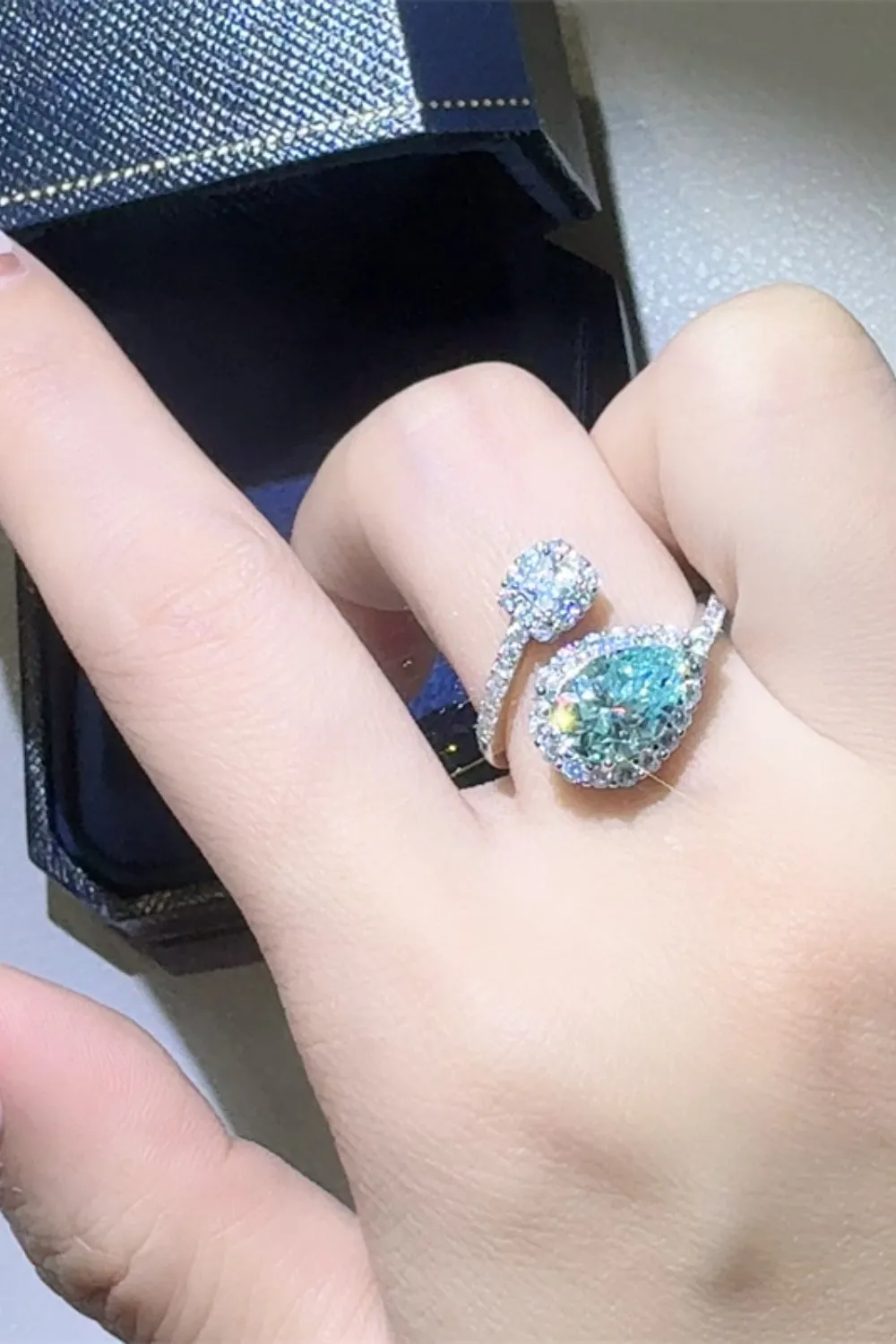 925 Sterling Silver Jewelry 2 Carat Moissanite 925 Sterling Silver Bypass Ring
