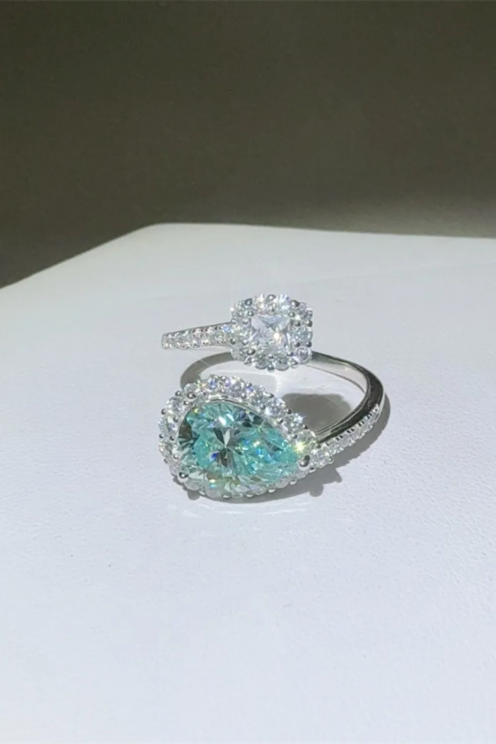 925 Sterling Silver Jewelry 2 Carat Moissanite 925 Sterling Silver Bypass Ring