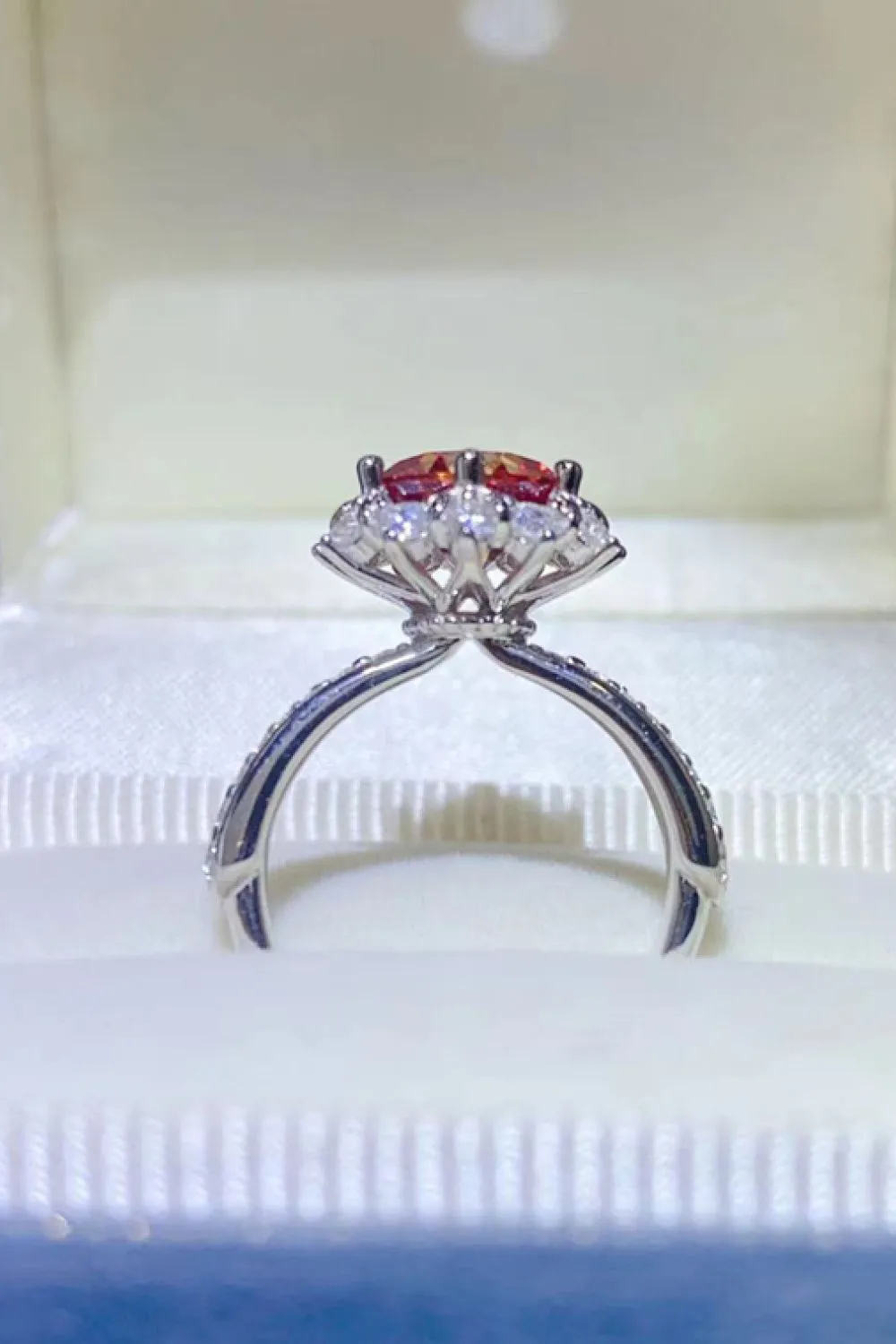 925 Sterling Silver Jewelry 2 Carat Moissanite 925 Sterling Silver Halo Ring