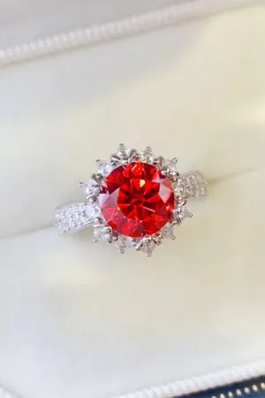 925 Sterling Silver Jewelry 2 Carat Moissanite 925 Sterling Silver Halo Ring