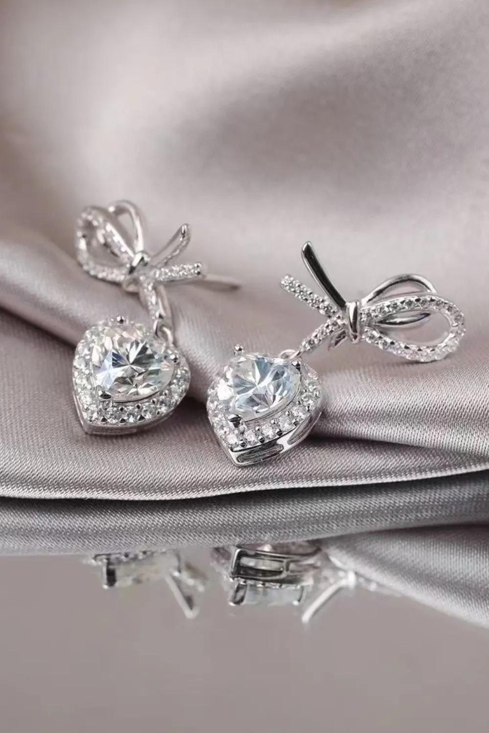 925 Sterling Silver Jewelry 2 Carat Moissanite 925 Sterling Silver Heart Earrings