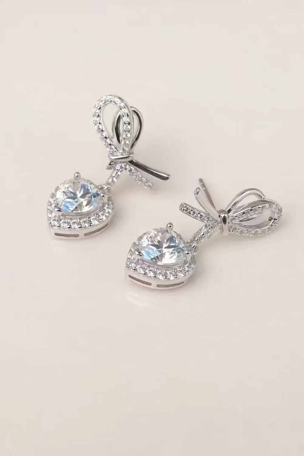 925 Sterling Silver Jewelry 2 Carat Moissanite 925 Sterling Silver Heart Earrings