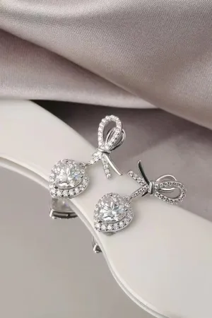 925 Sterling Silver Jewelry 2 Carat Moissanite 925 Sterling Silver Heart Earrings