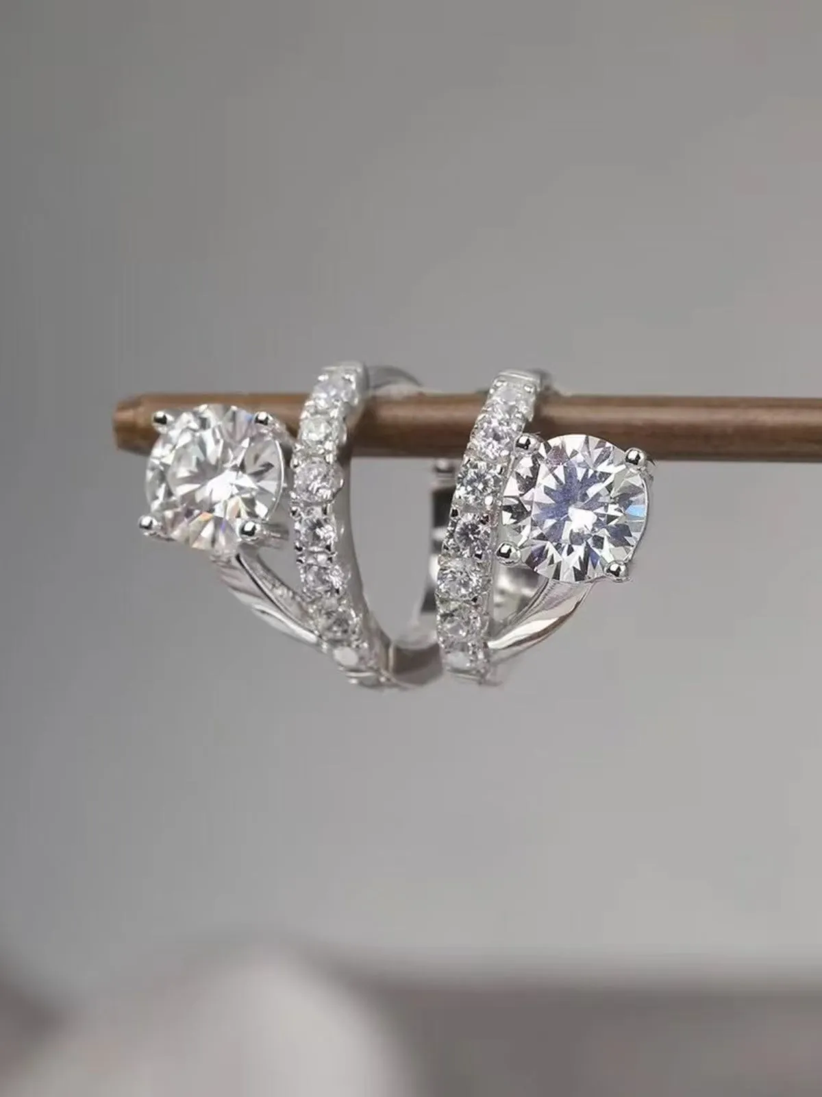 925 Sterling Silver Jewelry 2 Carat Moissanite 925 Sterling Silver Huggie Earrings