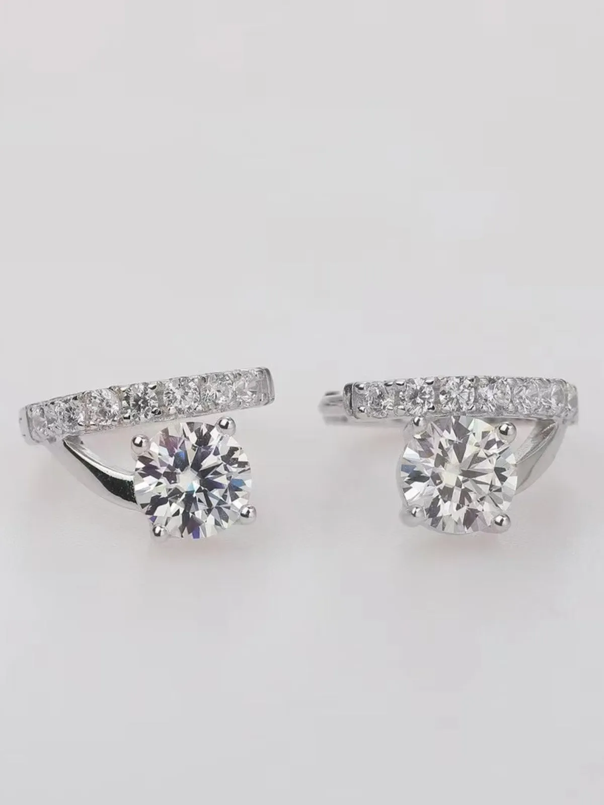 925 Sterling Silver Jewelry 2 Carat Moissanite 925 Sterling Silver Huggie Earrings