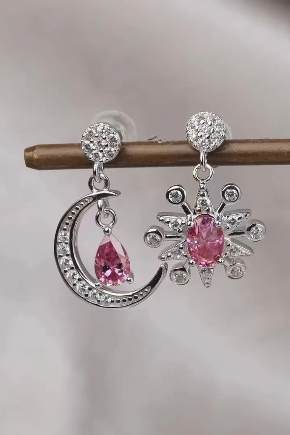 925 Sterling Silver Jewelry 2 Carat Moissanite 925 Sterling Silver Moon & Star Earrings