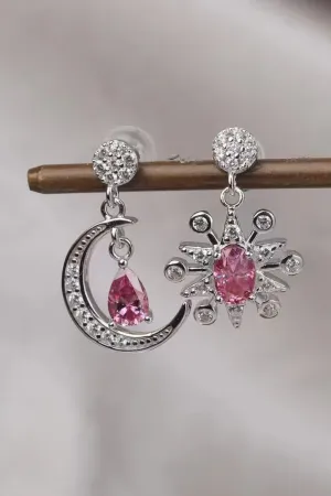 925 Sterling Silver Jewelry 2 Carat Moissanite 925 Sterling Silver Moon & Star Earrings