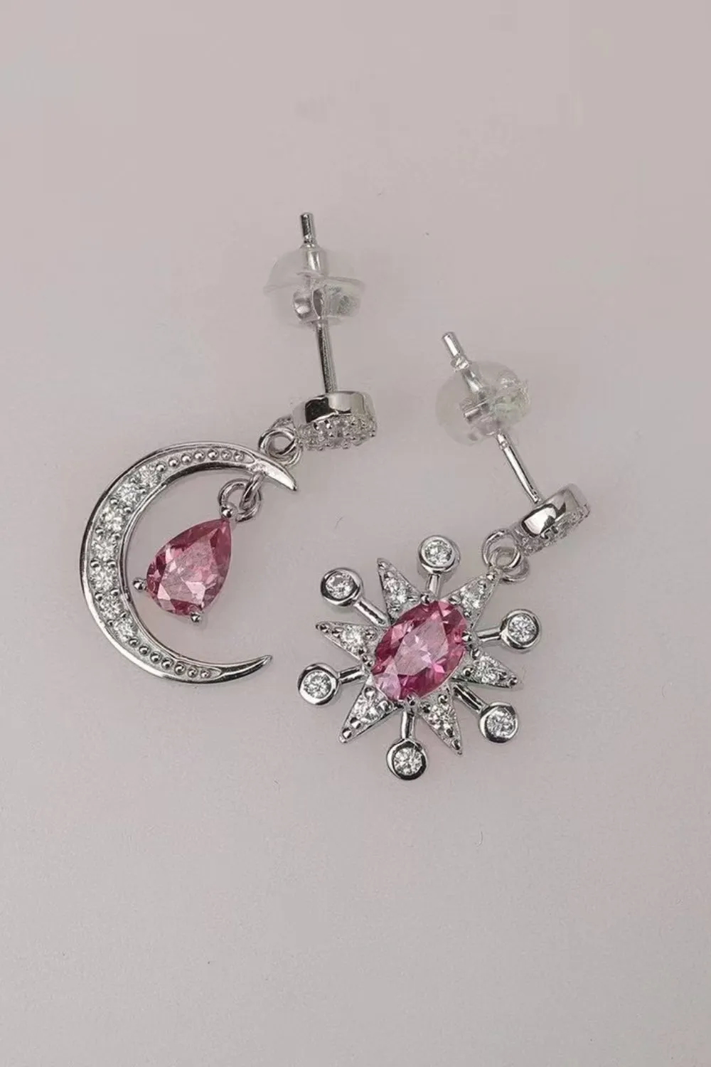 925 Sterling Silver Jewelry 2 Carat Moissanite 925 Sterling Silver Moon & Star Earrings