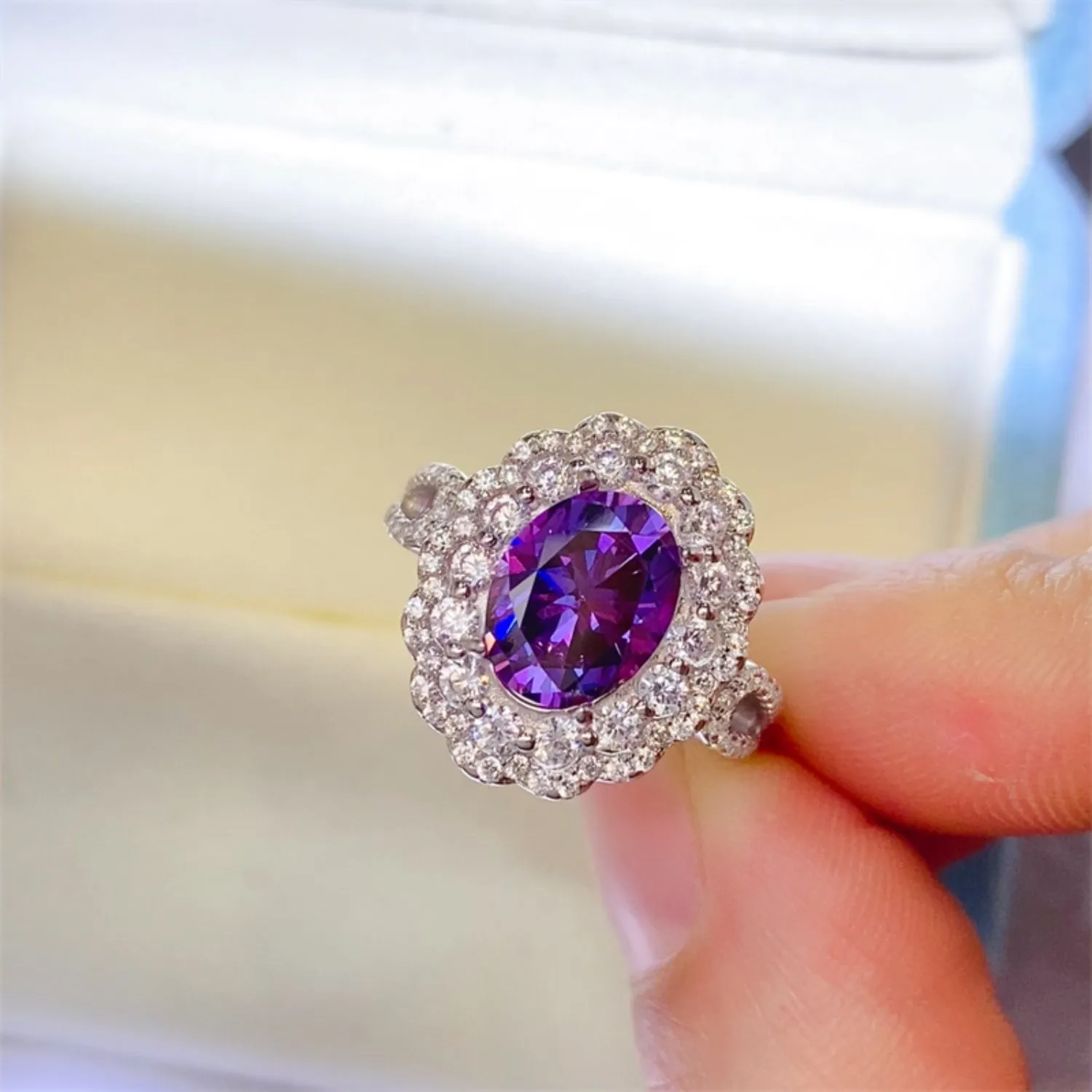 925 Sterling Silver Jewelry 2 Carat Moissanite 925 Sterling Silver Ring