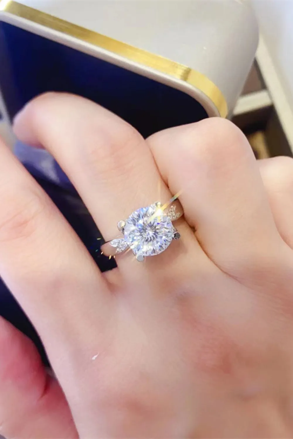 925 Sterling Silver Jewelry 2 Carat Moissanite 925 Sterling Silver Ring
