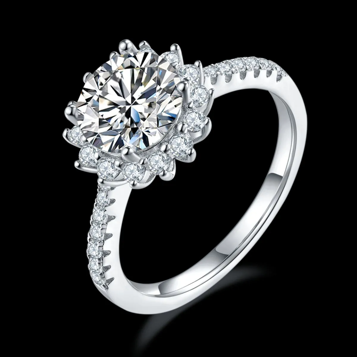 925 Sterling Silver Jewelry 2 Carat Moissanite 925 Sterling Silver Ring