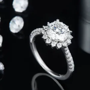 925 Sterling Silver Jewelry 2 Carat Moissanite 925 Sterling Silver Ring