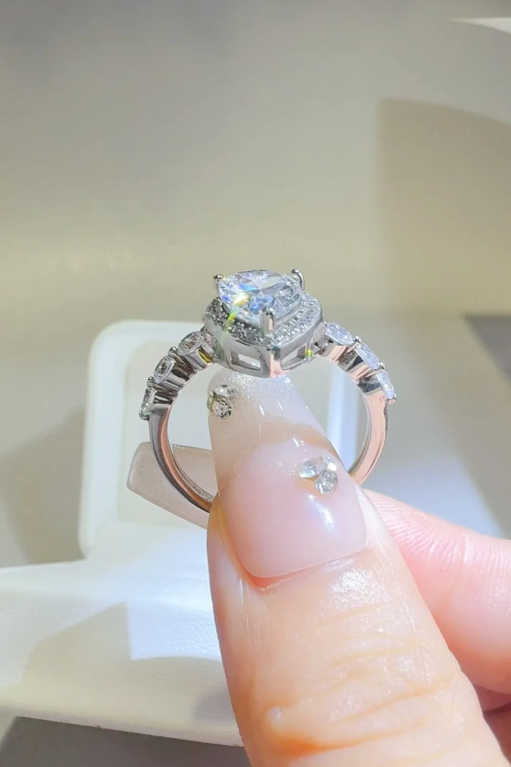 925 Sterling Silver Jewelry 2 Carat Moissanite 925 Sterling Silver Ring