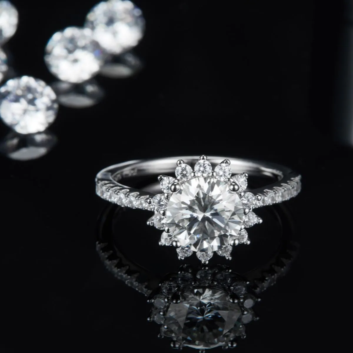 925 Sterling Silver Jewelry 2 Carat Moissanite 925 Sterling Silver Ring