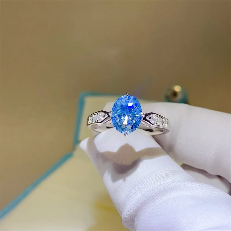 925 Sterling Silver Jewelry 2 Carat Moissanite 925 Sterling Silver Ring