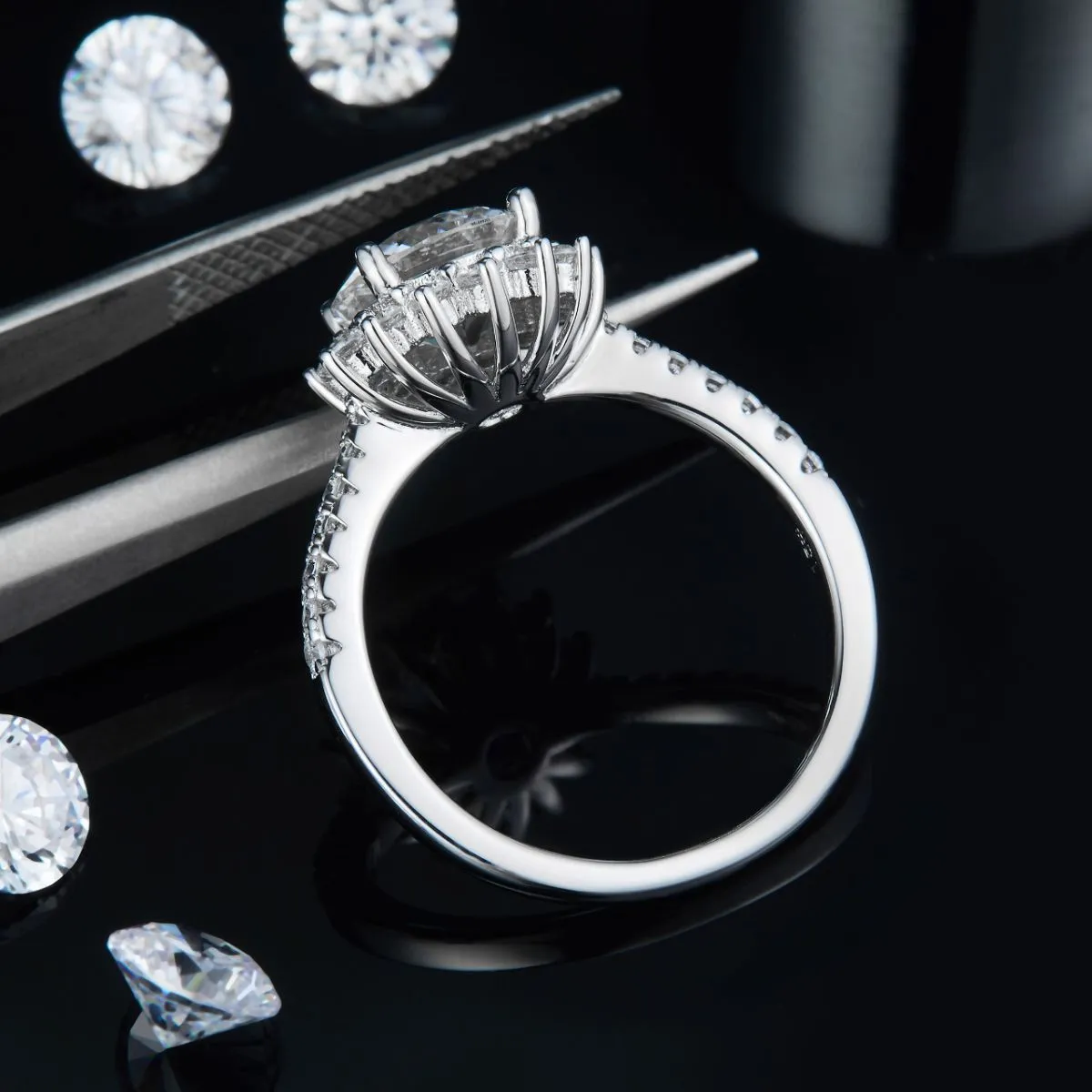 925 Sterling Silver Jewelry 2 Carat Moissanite 925 Sterling Silver Ring