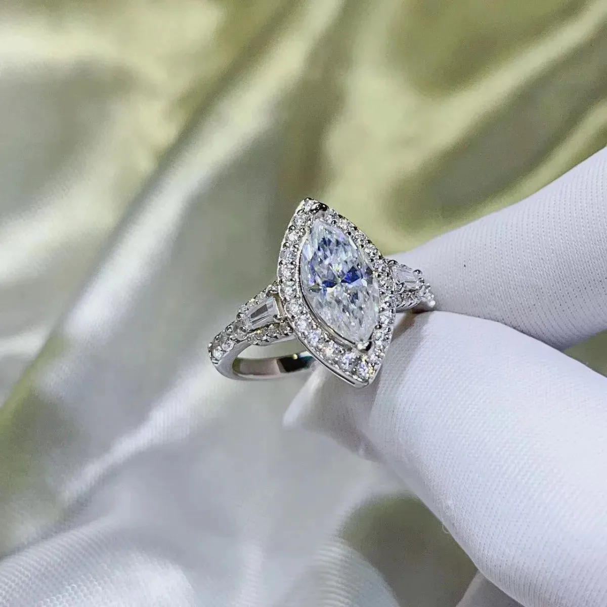 925 Sterling Silver Jewelry 2 Carat Moissanite 925 Sterling Silver Ring