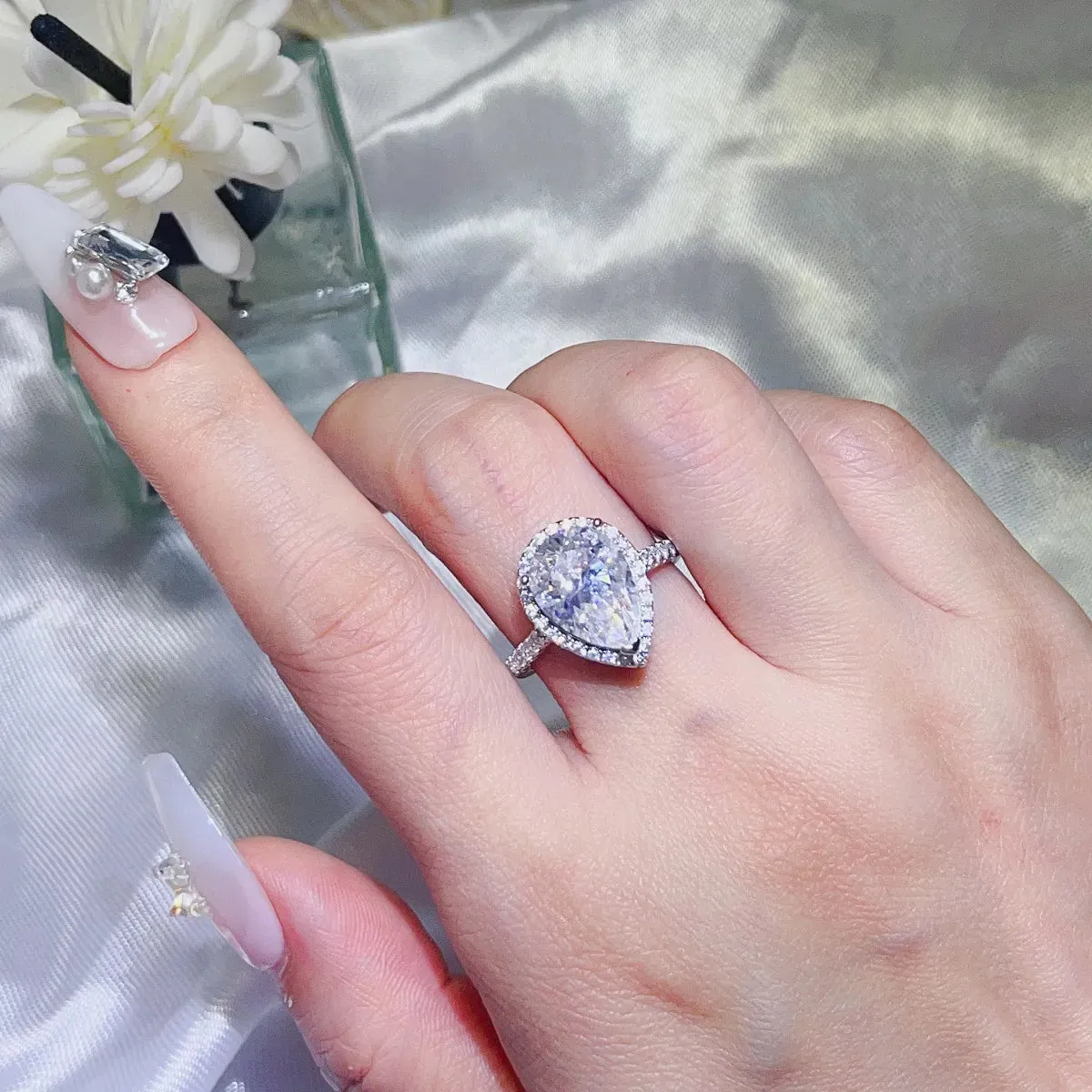 925 Sterling Silver Jewelry 2 Carat Moissanite 925 Sterling Silver Ring