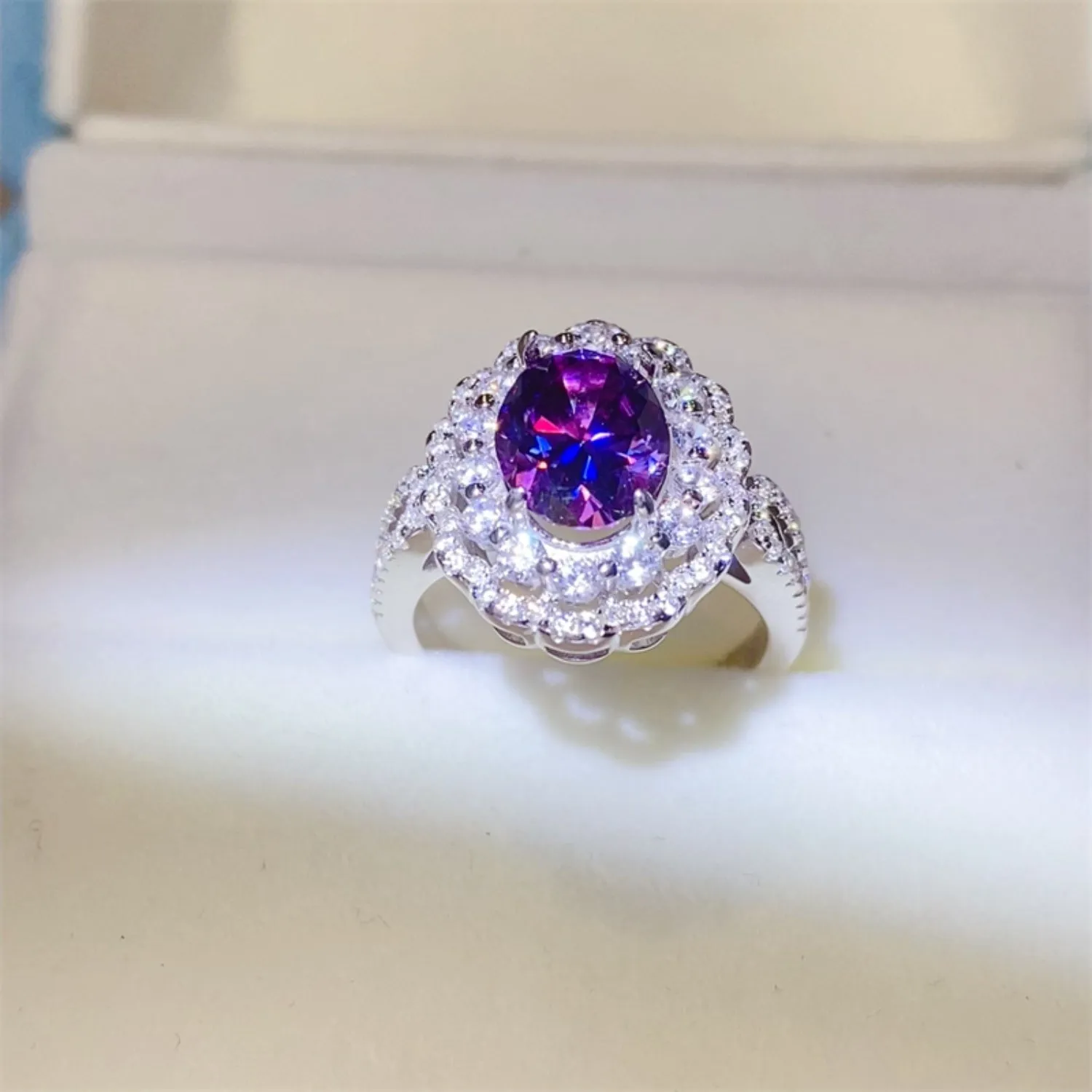 925 Sterling Silver Jewelry 2 Carat Moissanite 925 Sterling Silver Ring