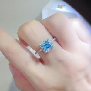 925 Sterling Silver Jewelry 2 Carat Moissanite 925 Sterling Silver Square Shape Ring