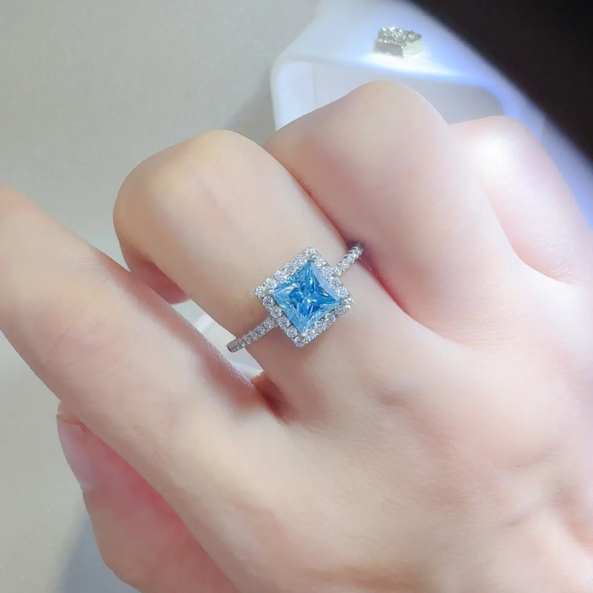 925 Sterling Silver Jewelry 2 Carat Moissanite 925 Sterling Silver Square Shape Ring