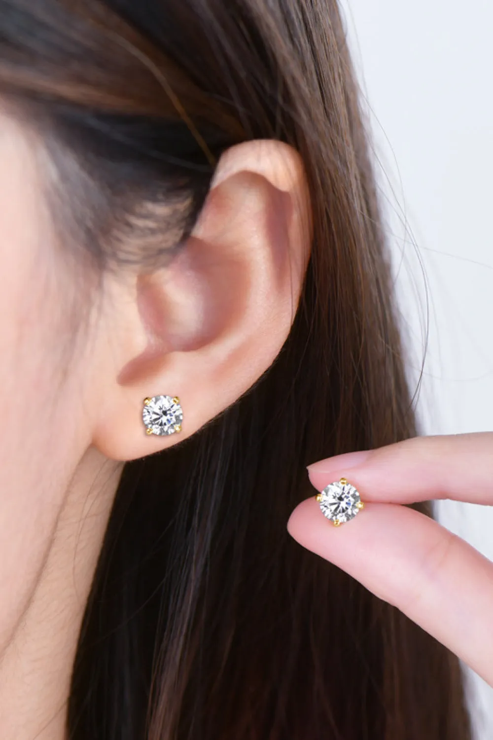 925 Sterling Silver Jewelry 2 Carat Moissanite 925 Sterling Silver Stud Earrings
