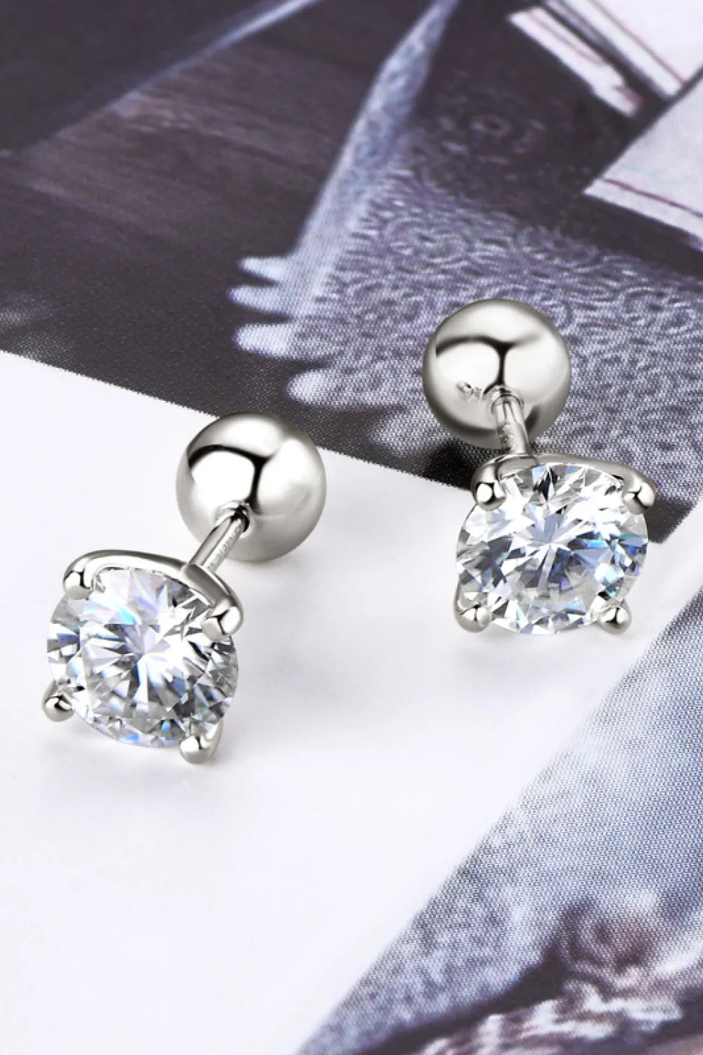 925 Sterling Silver Jewelry 2 Carat Moissanite 925 Sterling Silver Stud Earrings
