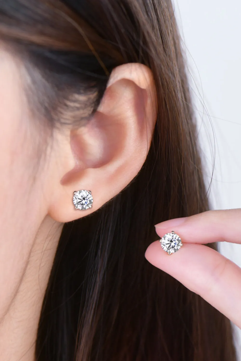925 Sterling Silver Jewelry 2 Carat Moissanite 925 Sterling Silver Stud Earrings