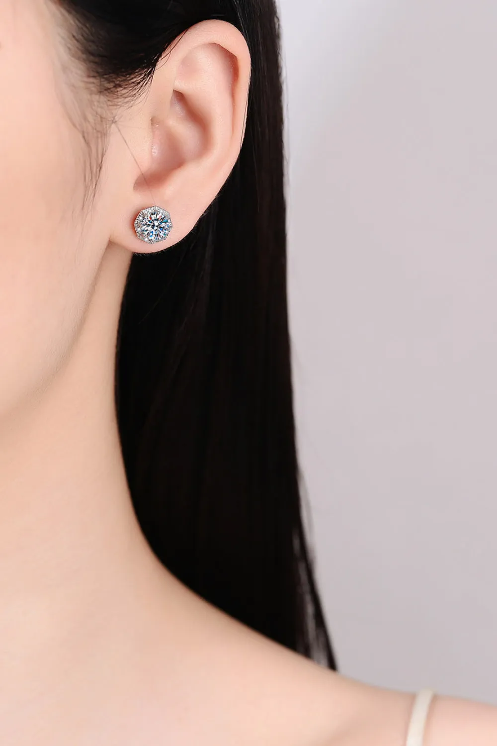 925 Sterling Silver Jewelry 2 Carat Moissanite 925 Sterling Silver Stud Earrings
