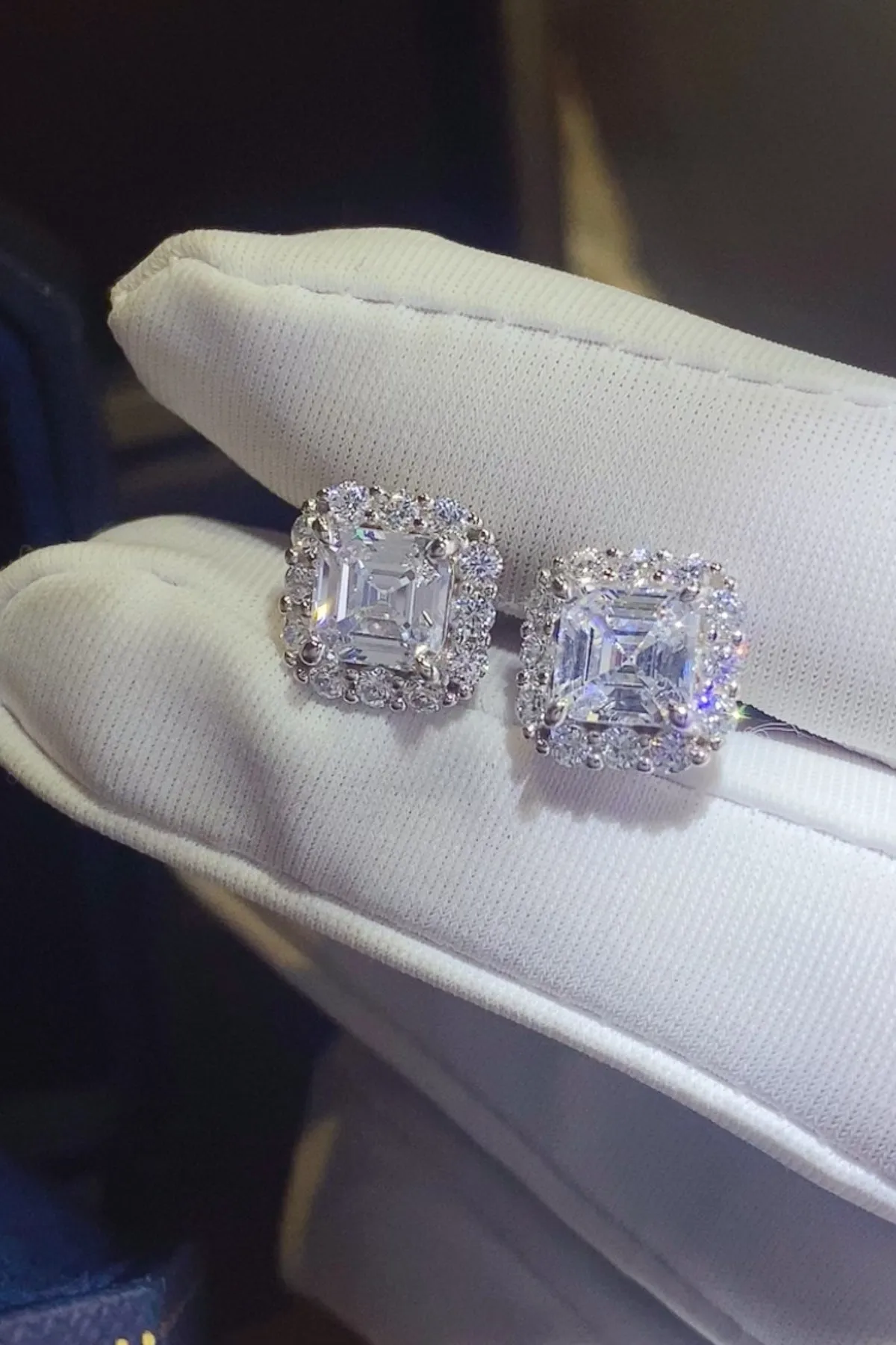 925 Sterling Silver Jewelry 2 Carat Moissanite 925 Sterling Silver Stud Earrings