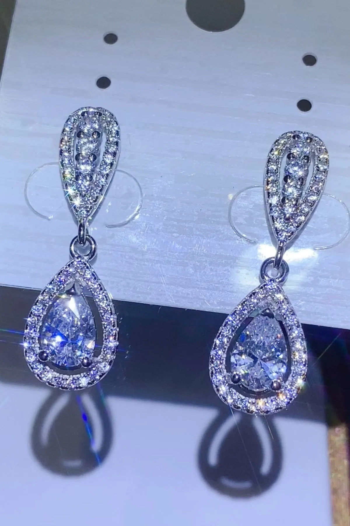 925 Sterling Silver Jewelry 2 Carat Moissanite 925 Sterling Silver Teardrop Earrings