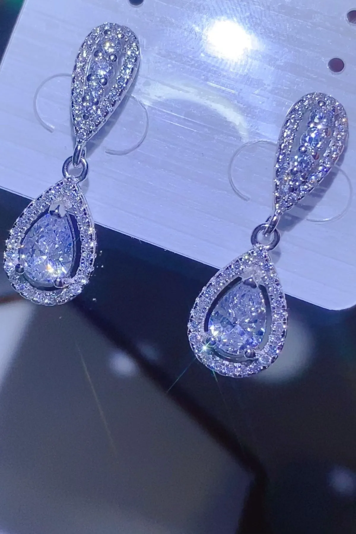 925 Sterling Silver Jewelry 2 Carat Moissanite 925 Sterling Silver Teardrop Earrings