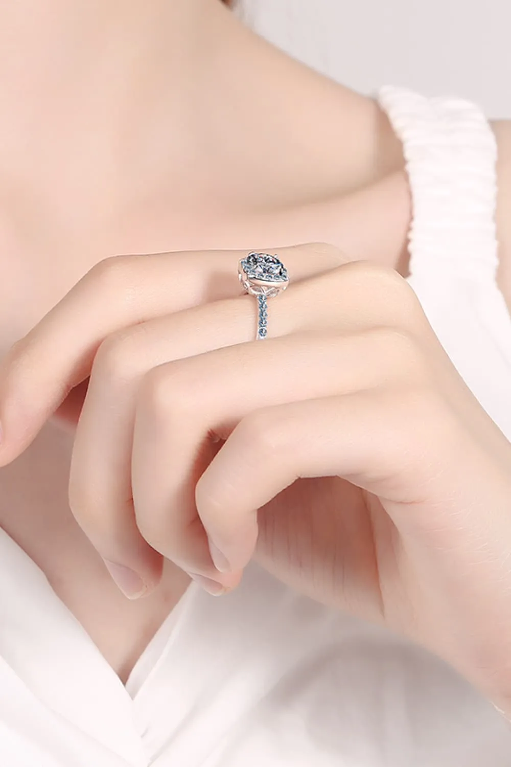 925 Sterling Silver Jewelry 2 Carat Moissanite Square Halo Ring