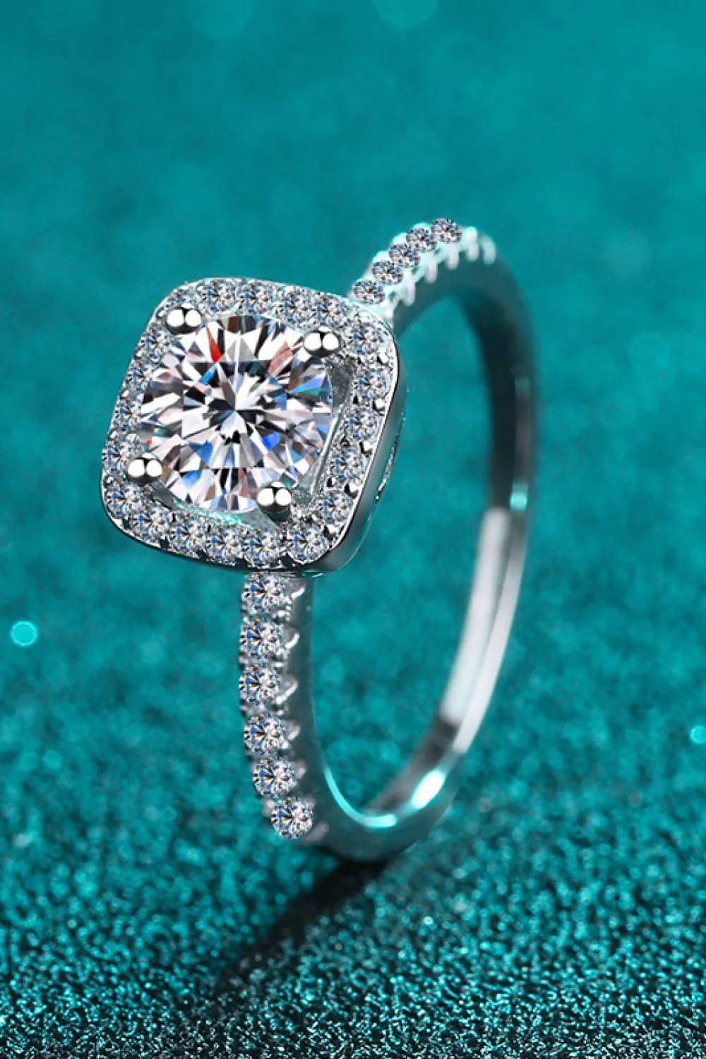 925 Sterling Silver Jewelry 2 Carat Moissanite Square Halo Ring