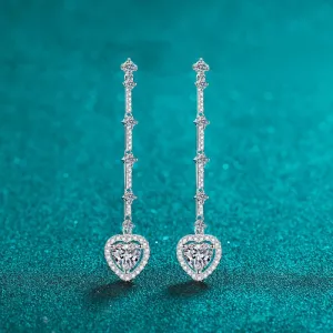 925 Sterling Silver Jewelry 2 Carat Moissanite Zircon 925 Sterling Silver Heart Earrings