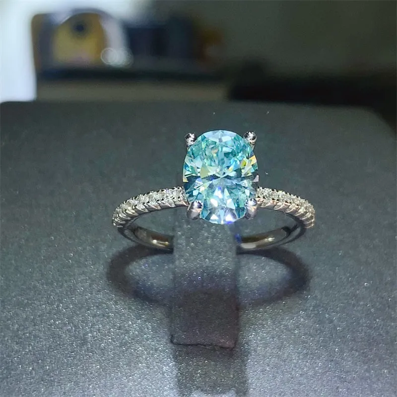 925 Sterling Silver Jewelry 2 Carat Moissanite Zircon 925 Sterling Silver Ring