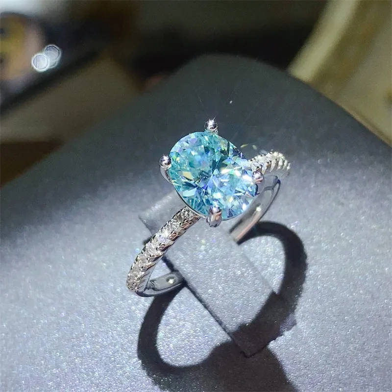 925 Sterling Silver Jewelry 2 Carat Moissanite Zircon 925 Sterling Silver Ring