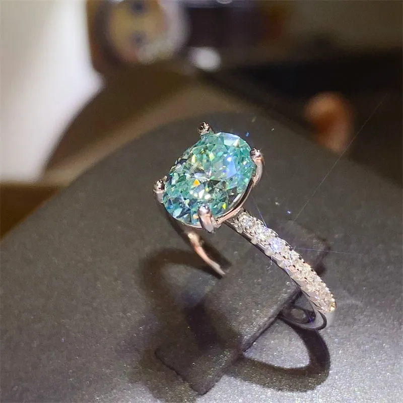 925 Sterling Silver Jewelry 2 Carat Moissanite Zircon 925 Sterling Silver Ring