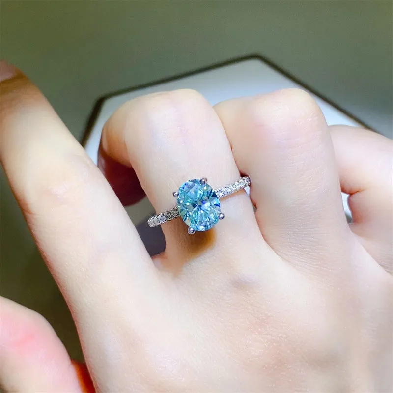 925 Sterling Silver Jewelry 2 Carat Moissanite Zircon 925 Sterling Silver Ring