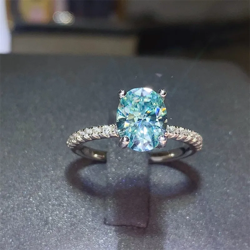 925 Sterling Silver Jewelry 2 Carat Moissanite Zircon 925 Sterling Silver Ring