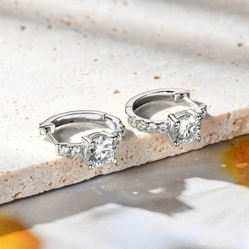 925 Sterling Silver Jewelry 2.36 Carat Moissanite Zircon 925 Sterling Silver Hoop Earrings