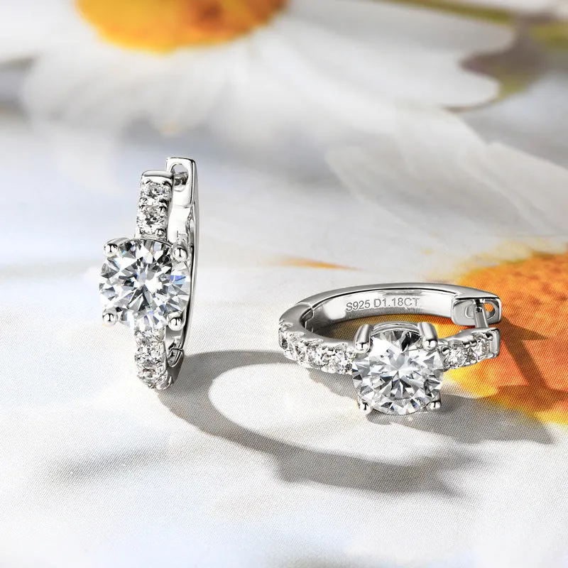 925 Sterling Silver Jewelry 2.36 Carat Moissanite Zircon 925 Sterling Silver Hoop Earrings