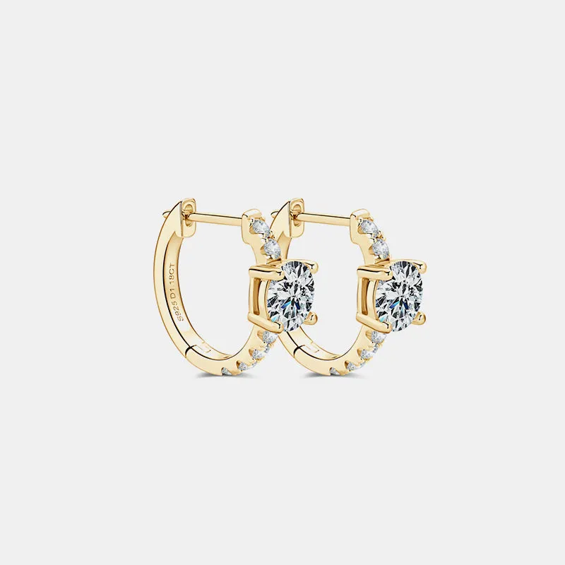 925 Sterling Silver Jewelry 2.36 Carat Moissanite Zircon 925 Sterling Silver Hoop Earrings