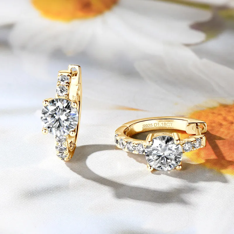 925 Sterling Silver Jewelry 2.36 Carat Moissanite Zircon 925 Sterling Silver Hoop Earrings