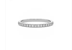 925 Sterling Silver Jewelry 2MM Pave CZ Band in 925 Sterling Silver