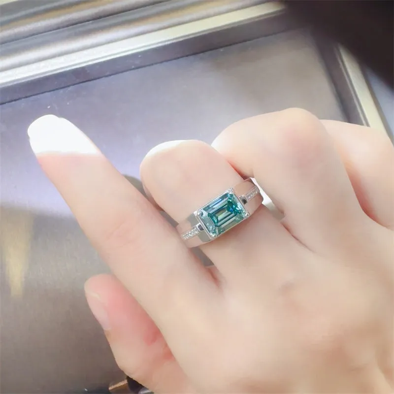 925 Sterling Silver Jewelry 3 Carat 925 Sterling Silver Moissanite Rectangle Shape Ring