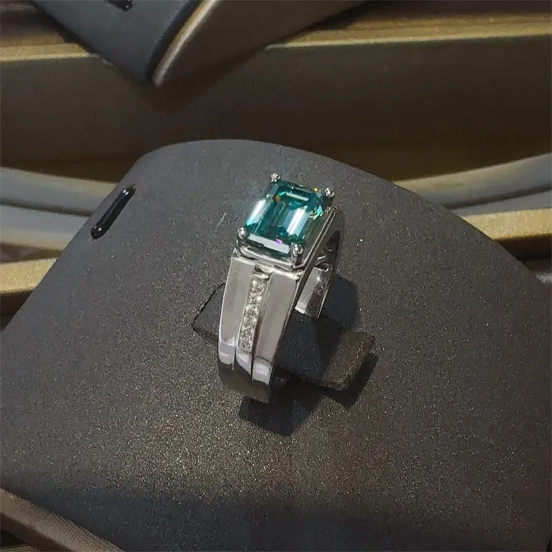 925 Sterling Silver Jewelry 3 Carat 925 Sterling Silver Moissanite Rectangle Shape Ring