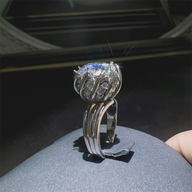 925 Sterling Silver Jewelry 3 Carat 925 Sterling Silver Moissanite Ring