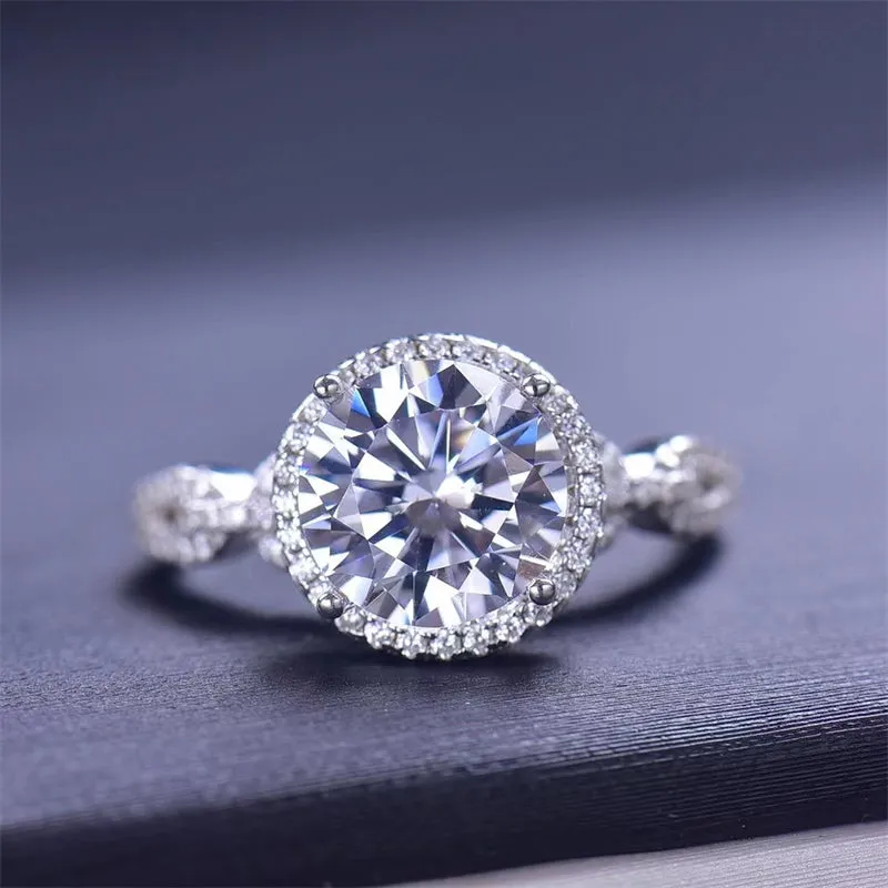 925 Sterling Silver Jewelry 3 Carat 925 Sterling Silver Moissanite Ring